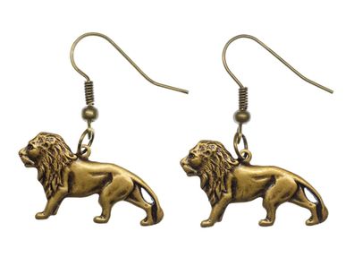 Löwe Bronze Ohrringe Miniblings Hänger Leo Raubkatze Raubtiere Afrika Löwen