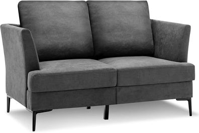 Doppelsofa 2 Sitzer modern, Stoffsofa Polstersofa Sofa grau für 2-3 Personen, Couch