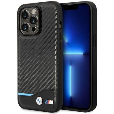 Handyhülle Case iPhone 14 Pro Max BMW Leder Tricolor MagSafe kompatibel Carbon