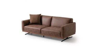 Ledersofa Couch Wohnlandschaft Design Modernes Sofa 3 Sitzer braun neu