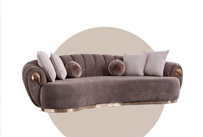 Dreisitzer Couch Polster Möbel Sofa Couchen Abgerundete Tropfen Form