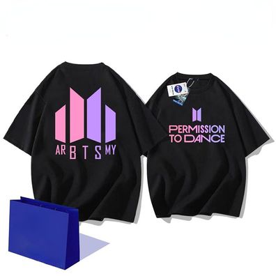 Damen T-shirt Kpop BTS Kurzarm Top Permission to Dance Jung Kook Herren Cotta