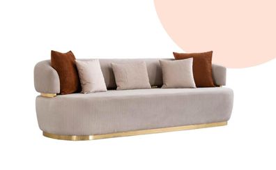 Big Samt Sofa Couch Ovale Couchen Rundes Sofa Stoff Textil Dreisitzer