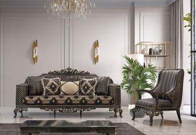 Luxus Chesterfield Sofagarnitur 3 + 1 Sitzer Klassische Sofa Barock Polster Sitz