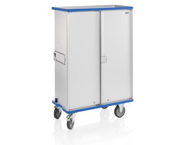 Schrankwagen Aluminium 1130x520x1430 mm mit 2 Fächern und Türen