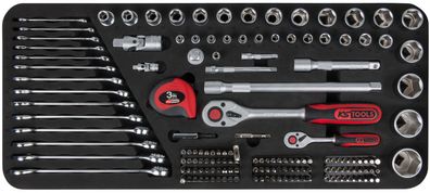 Steckschlüssel- und Ringmaulschlüssel-Einsatz 154-tlg für Toolbox Werkzeugwagen
