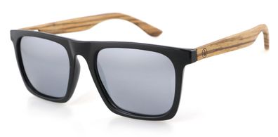 Sonnenbrille, Sunglasses Dropp, Glossy Black PC + Zebra Wood