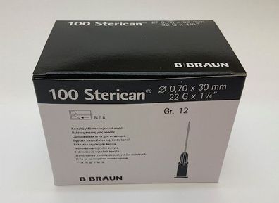 10 x 100 BBraun Sterican* Kanülen Gr.12: 0,70 x 30 mm, schwarz - Kanülen