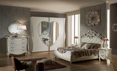 Italienisches Schlafzimmer Set Angelika in Weiß / Creme