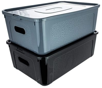 Centi Box Toronto mit Deckel schwarz oder grau 39 x 26 x 13 cm 11 Liter Polypropylen