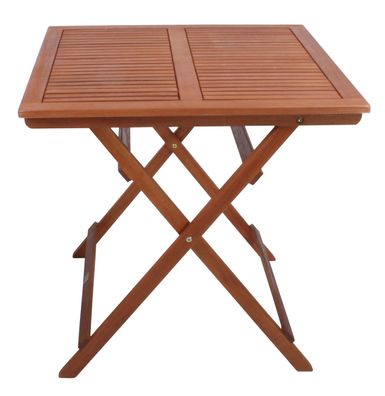 Eukalyptus Gartentisch eckig - 70 cm - Holz Balkon Beistell Klapp Bistro Garten Tisch