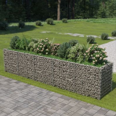 vidaXL Gabionen-Hochbeet Verzinkter Stahl 450×90×100 cm