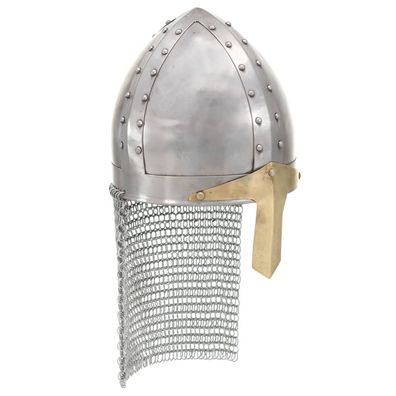 vidaXL Kreuzritter-Helm Antik Replik LARP Silbern Stahl