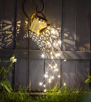 LED Solar Gießkanne warm weiß - 21 x 16 cm - Deko Garten Beleuchtung m. Erdspieß
