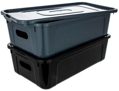 Centi Box Toronto mit Deckel schwarz oder grau 34 x 20 x 10 cm 5 Liter Polypropylen