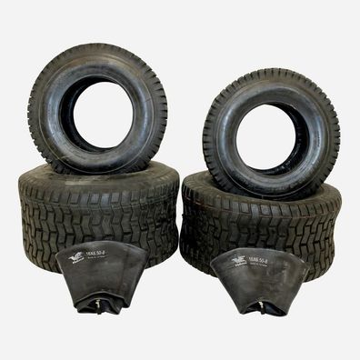 2x Reifen 16x6.5-8 plus 2x Schlauch und 2x Reifen 20x10-8 für Rasentraktor Rasen