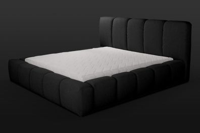 Bett Schwarzes Doppelbett Schlafzimmer Holzmöbel Design Polstermöbel Stoff