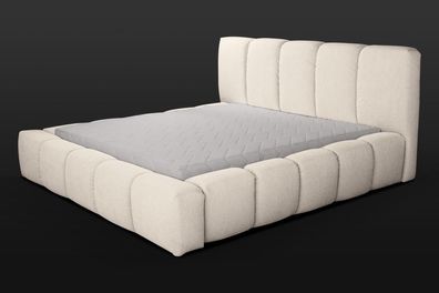 Bett Weißes Doppelbett Schlafzimmer Holzmöbel Design Polstermöbel Stoff