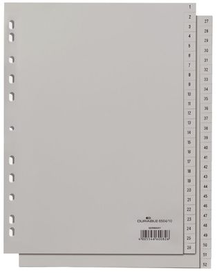 Durable Kunststoff Register Zahlen A4 52-teilig 1-52