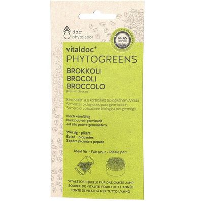 vitaldoc® Phytogreens Keimsaaten- Brokkoli 50 g, Bio, Samen für Sprossenglas