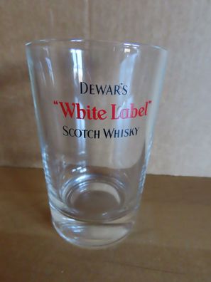 Whiskyglas Glas mit rotem schwarz Druck Dewar´s White Label Scotch Whisky