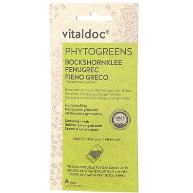 vitaldoc® Phytogreens Keimsaaten, Bockshornklee 50g, Bio, Samen für Sprossenglas