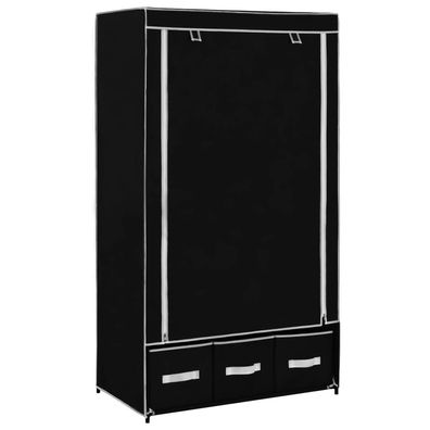 vidaXL Kleiderschrank Schwarz 87 x 49 x 159 cm Stoff