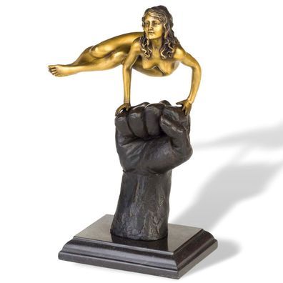Bronzeskulptur Frau King Kong Hand Erotik Kunst im Antik-Stil Bronze Figur 31cm