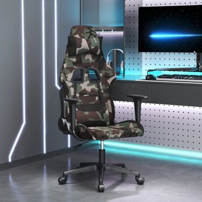 vidaXL Gaming-Stuhl mit Massagefunktion Schwarz und Camouflage Stoff