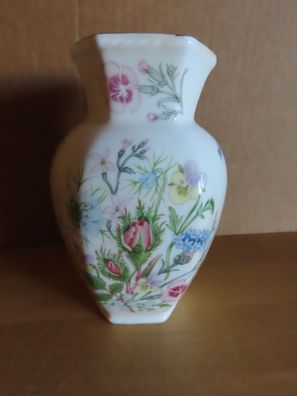 Vase mit Wildblumen 6eckig weiß Aynsley Wild Tudor Fine English Bone China