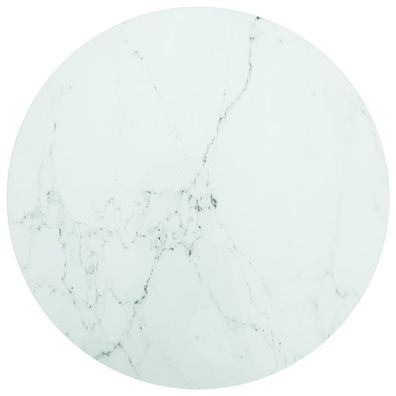 vidaXL Tischplatte Weiß Ø60x0,8 cm Hartglas in Marmoroptik