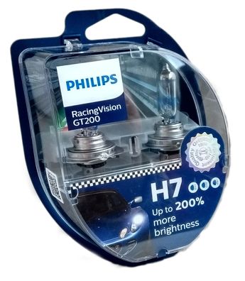 H7 Philips RacingVision GT200 Halogen 12V 60/55W + 200% 2st. PX26d 12972RGTS2