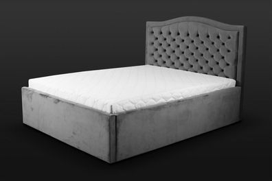 Graues Chesterfield-Bett Klassisches Schlafzimmermöbel-Design Eleganter Stoff