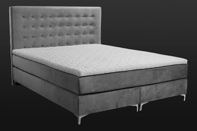 Graues Doppelbett Klassisches Schlafzimmermöbel Design Eleganter Stoff neu