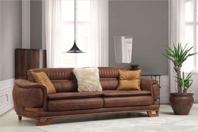 Luxus Dreibettsofa Dreisitzer Sofa 3 Sitzer Sofas Design Wohnzimmer Kunstleder