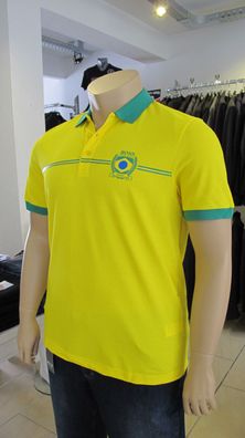 Hugo Boss Regular-Fit Poloshirt Baumwoll-Piqué Brazil Fan-Shirt Brasilien