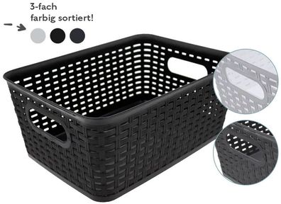 Centi PORTO Aufbewahrungskorb 35,5 x 25 x 13,5 cm weiß, schwarz oder grau