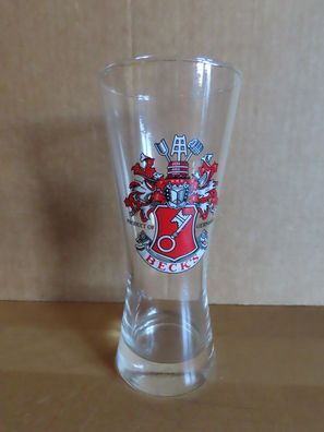 Gläser Glas Bierglas von Beck´s Kelchform ca.0,2L/ großes rotes Wappen Druck