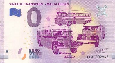 0 Euro Souvenir Schein 2019 - Malta - Vintage Busse*