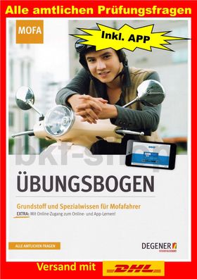 Fahrschule Fragebogen Mofa Prüfbescheinigung + App Mofakurs AG Übungsbogen 10/2023