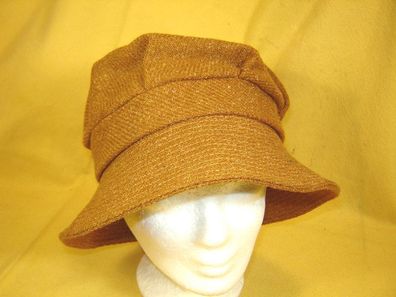 Vintage ausgefallener Hut 80er Jahre Wolltuch zimtfarben p B9 Z