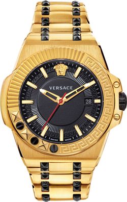 Versace VEDY00619 Chain Reaction schwarz gold Edelstahl Armband Uhr Herren NEU