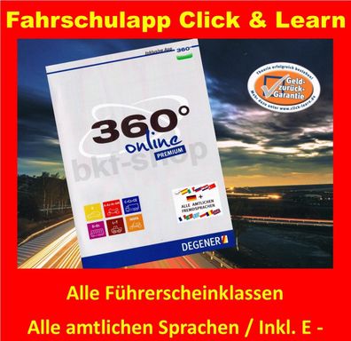 Fahrschulapp Degener 360 online Premium click & learn