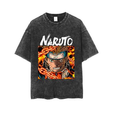 Anime Naruto Herren Damen T-shirt Uzumaki Naruto Sasuke Vintage Tee Freizeit Top