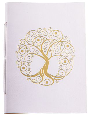Schreibbuch Lebensbaum weiß/ gold
