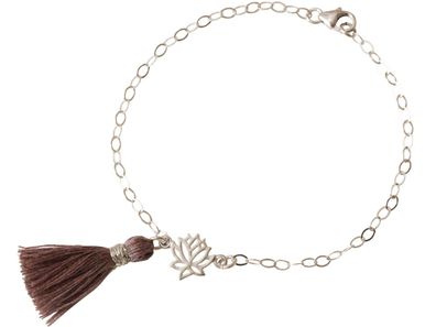 Gemshine - Damen - Armband - 925 Silber - Lotus Blume - Quaste - Rose - YOGA - 4 cm