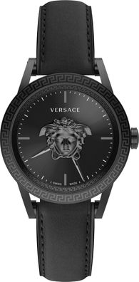 Versace VERD01520 Palazzo Empire schwarz Leder Armband Uhr Herren NEU