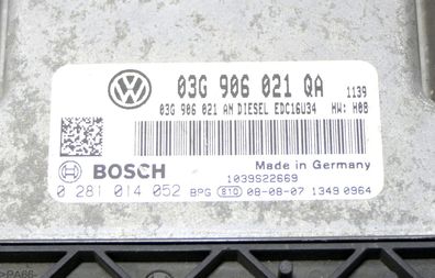 VW Golf Plus 5M Steuergerät 1.9 TDI 77kw 105PS BXE Motor 03G906021QA