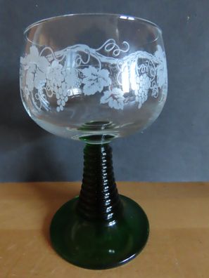 Glas Gläser Weinglas Weinpokal Römer grüner Fuß weißer Rebendruck/0,2L France