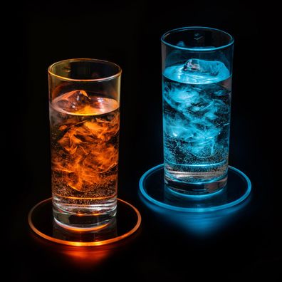 Precorn 2x LED Untersetzer Bierdeckel Leuchtend Getränke Gläser Flaschen Hochzeit